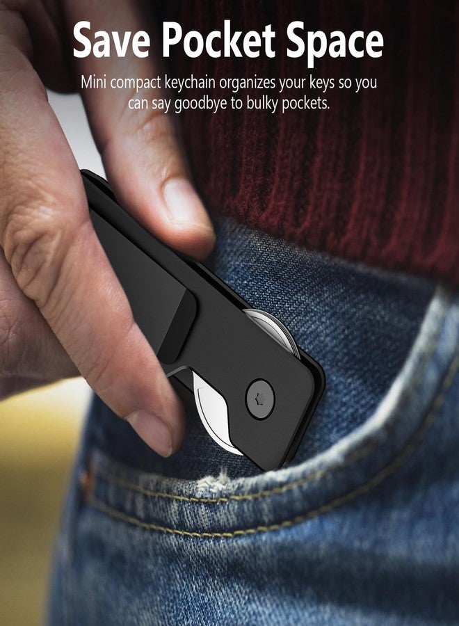 TUXON Key Organizer For Men - Compact Metal Key Holder | Minimalist Innovative Keyholder | Smart Keychain Secures 1-5 Keys (BLACK) - Image 5